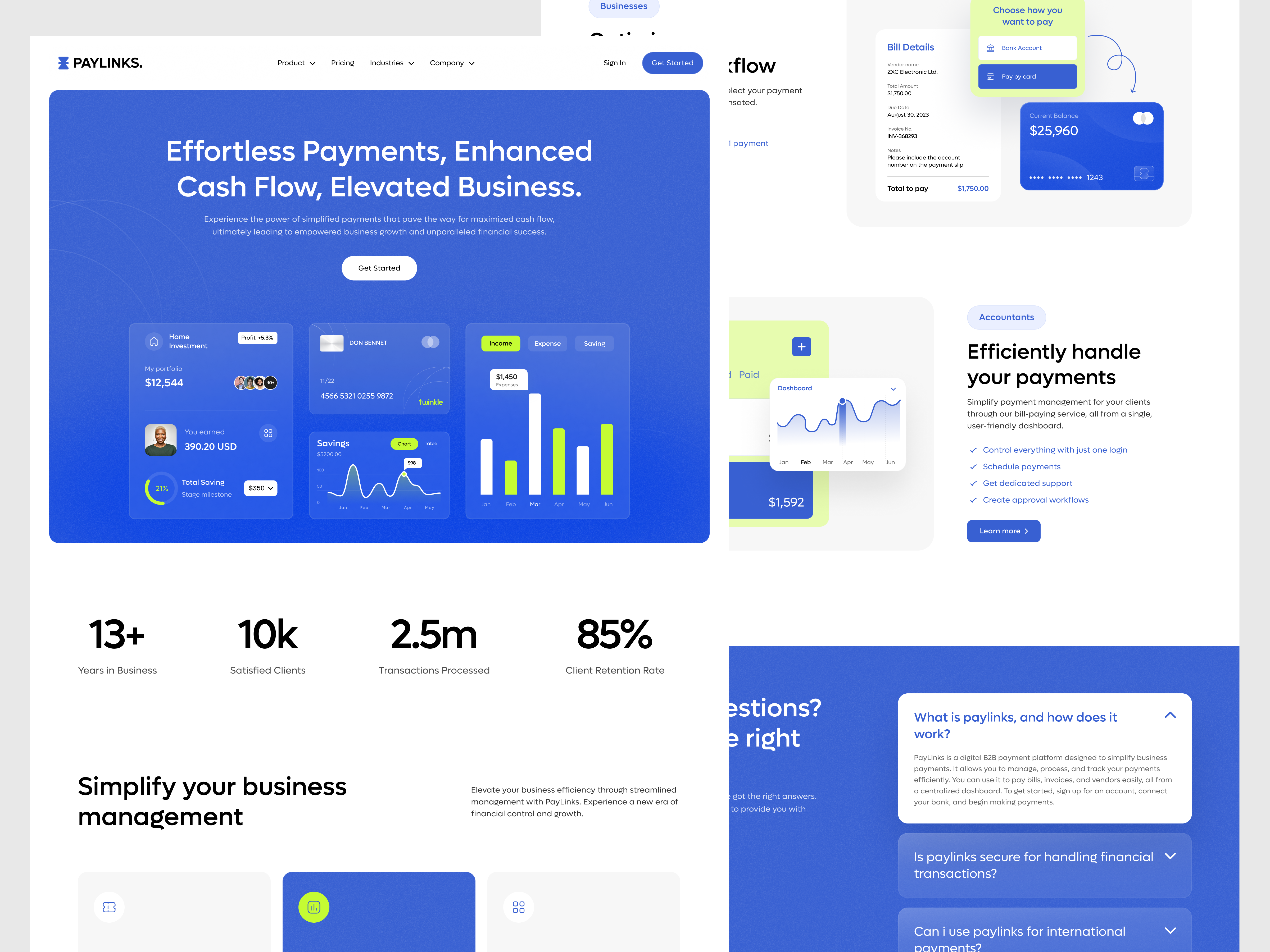 Paylinks ✦ B2B Payment & Fintech Platform Landing Page b2becommerce catalogdesign design ecommercedesign filters sort fintech fintech landing page illustration landing page modern ui payment platform product product design responsive design ui ui animation uiux uxdesign web app web design