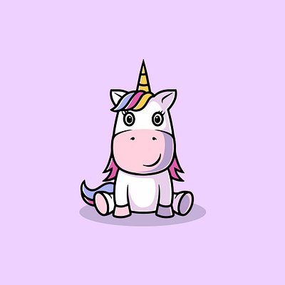 Cute Little Unicorn Smiling animal clothing design cute cute cartoon design design graphic design hand drawn tees horse with horn icon illustration kawaii logo ui