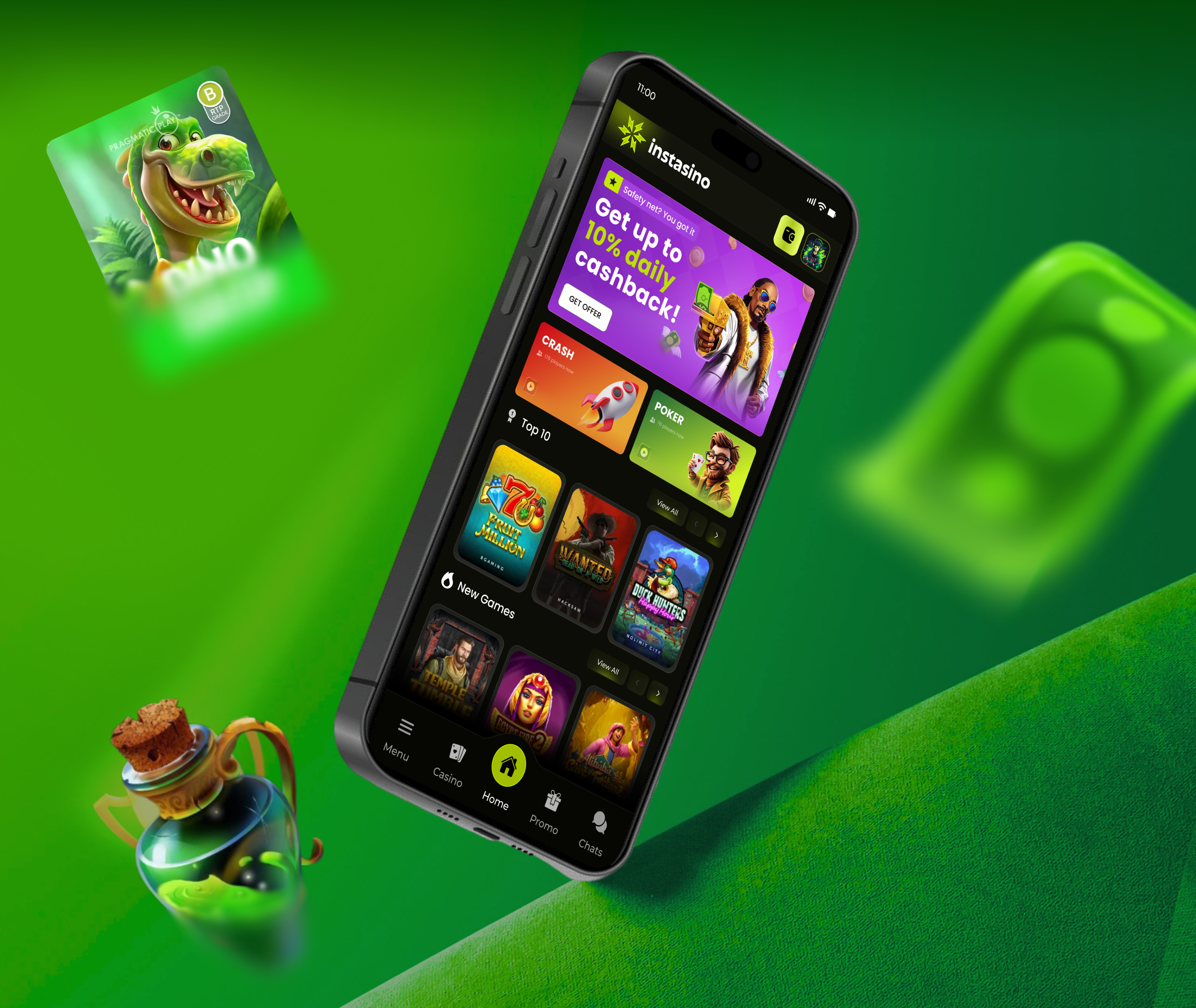 Instasino Casino App — Premium Mobile UI/UX Design app design betting app casino app casino dashboard casino design casino mobile casino ui dark ui dribbble design gambling app game ui gaming ui igaming mobile app design mobile ui online casino poker ui premium ui slots game ui ux design