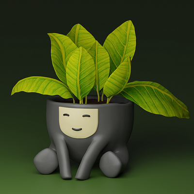3D Model - Cute plant pot 3d blender illustration model plant raster graphics