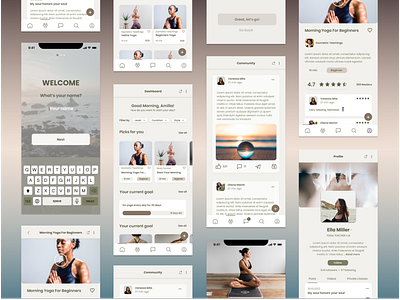 Yoga mobile app design app appdesign application design nude nudecolors ui uidesign uiux ux yoga yogaapp