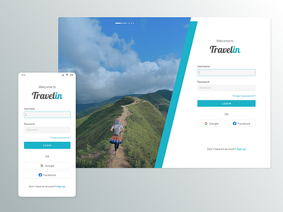 Travelin Login login mobile responsive ui website