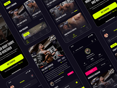 Fitzia Mobile Apps | Workouts & Fitness apps branding design figma fitnes fitness gym mobile mobile apps trainer ui ui design uiux design workouts