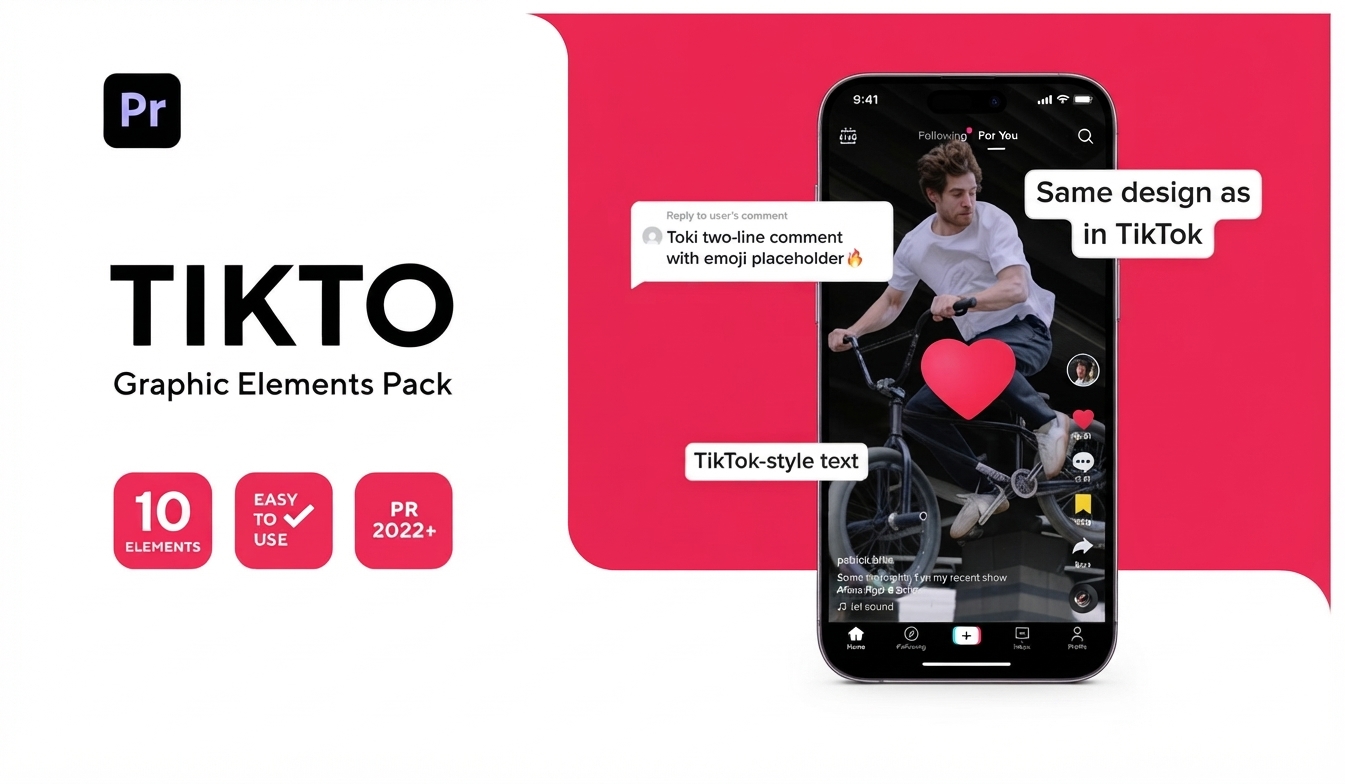 Example of Tikto – TikTok Graphics Pack for Premiere Pro