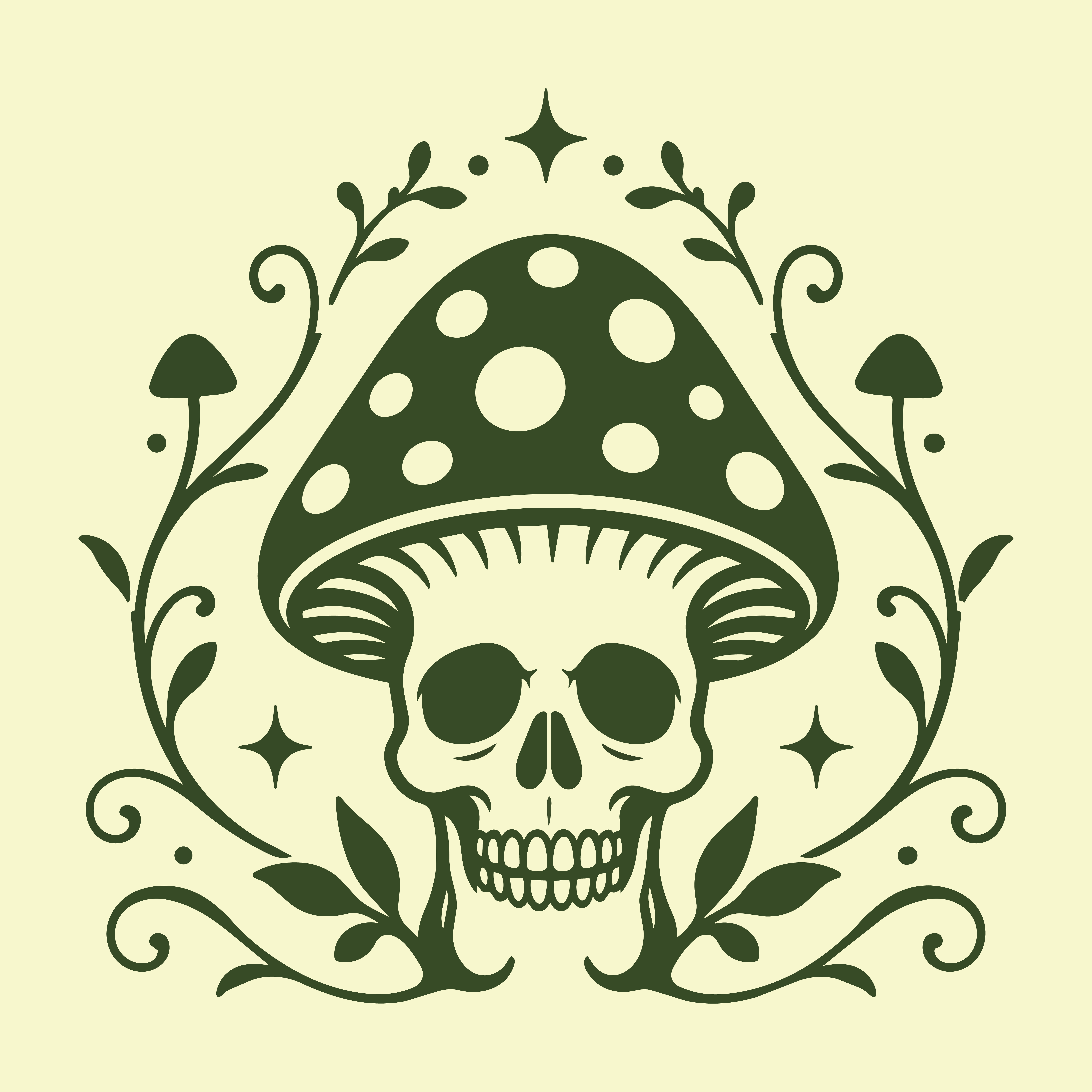 Militant Whimsy branding forest logo magic militant mushroom skull symmetry whimsy