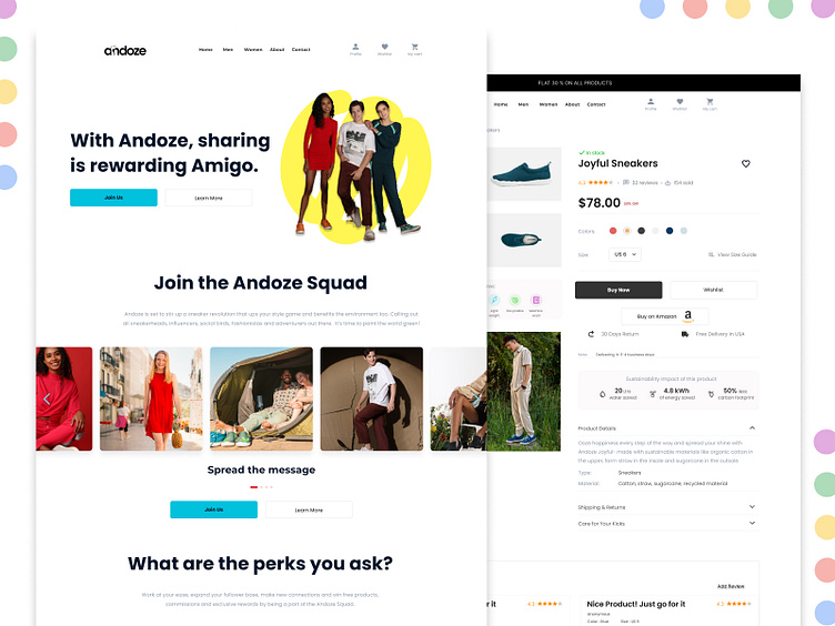 Product Display page & Ambassador page for a leading shoe brand by