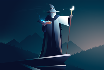 Animagus - Wolf animagus animal illustration landscape mage magic magical magician sorcerer vector wolf