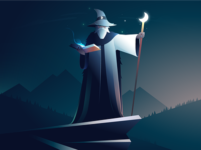 Animagus - Wolf animagus animal illustration landscape mage magic magical magician sorcerer vector wolf