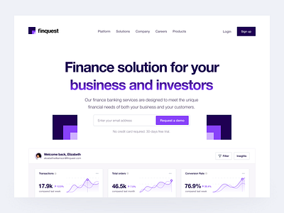 Finquest — Finance clean figma flat landing page landingpage minimal modern pattern ui ui design ux ux design web design website website design