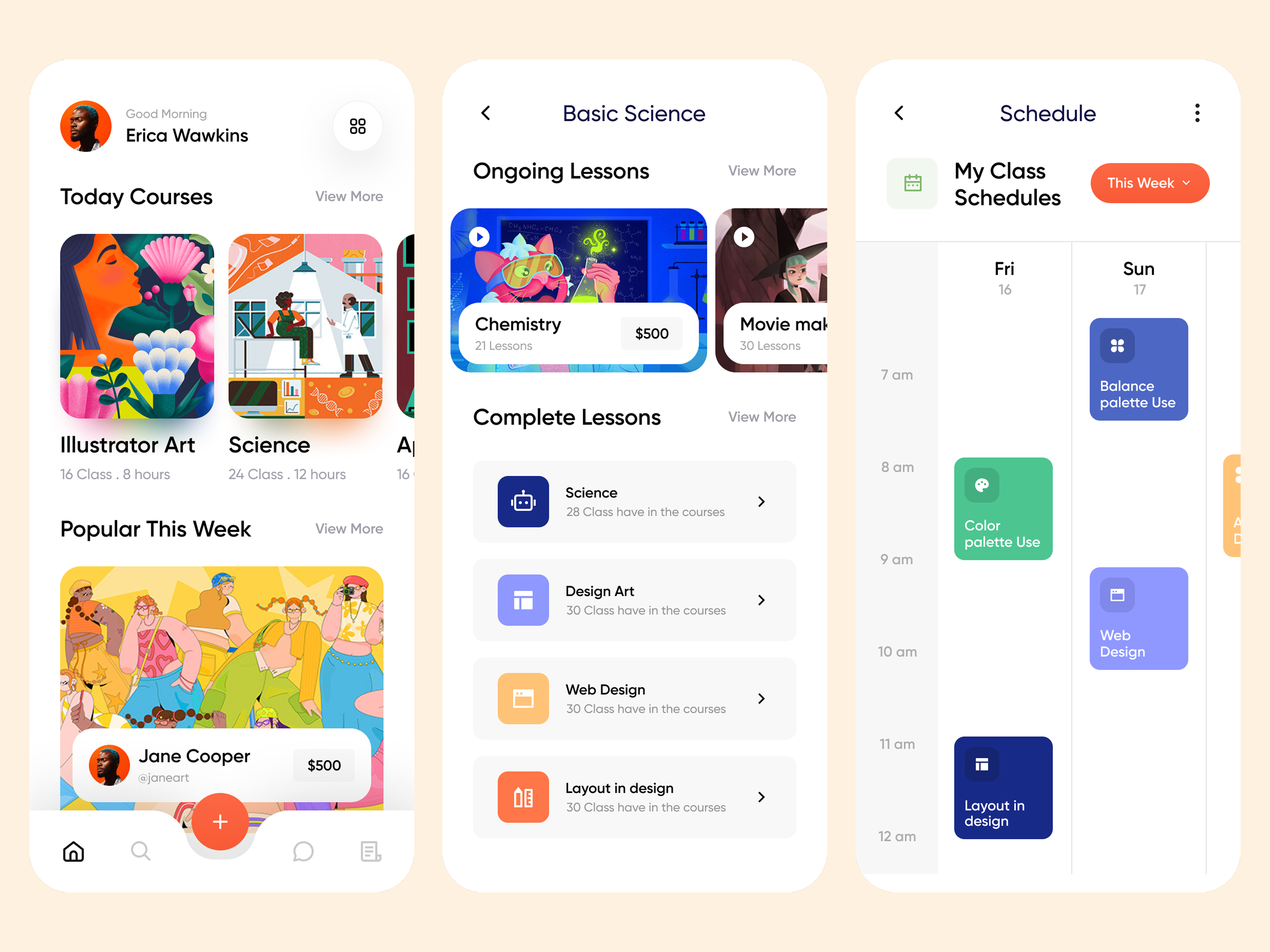 Learn. Explore. Grow. — Modern Education Mobile App UI colorful ui course management digital product design e learning app edtech education app education technology illustration ios lea lesson app mobile app mobileapp product design ui