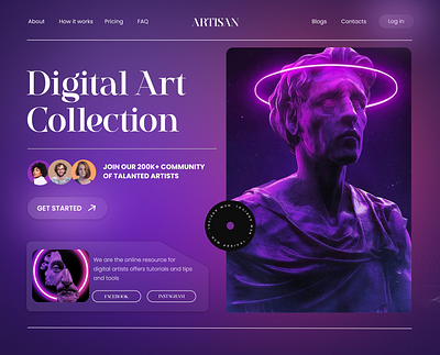 Digital Art app design branding design figma ui ux website