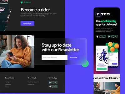 TETI - Landing Page Design glassmorphism homepage landing page purple screens ui uiux web design