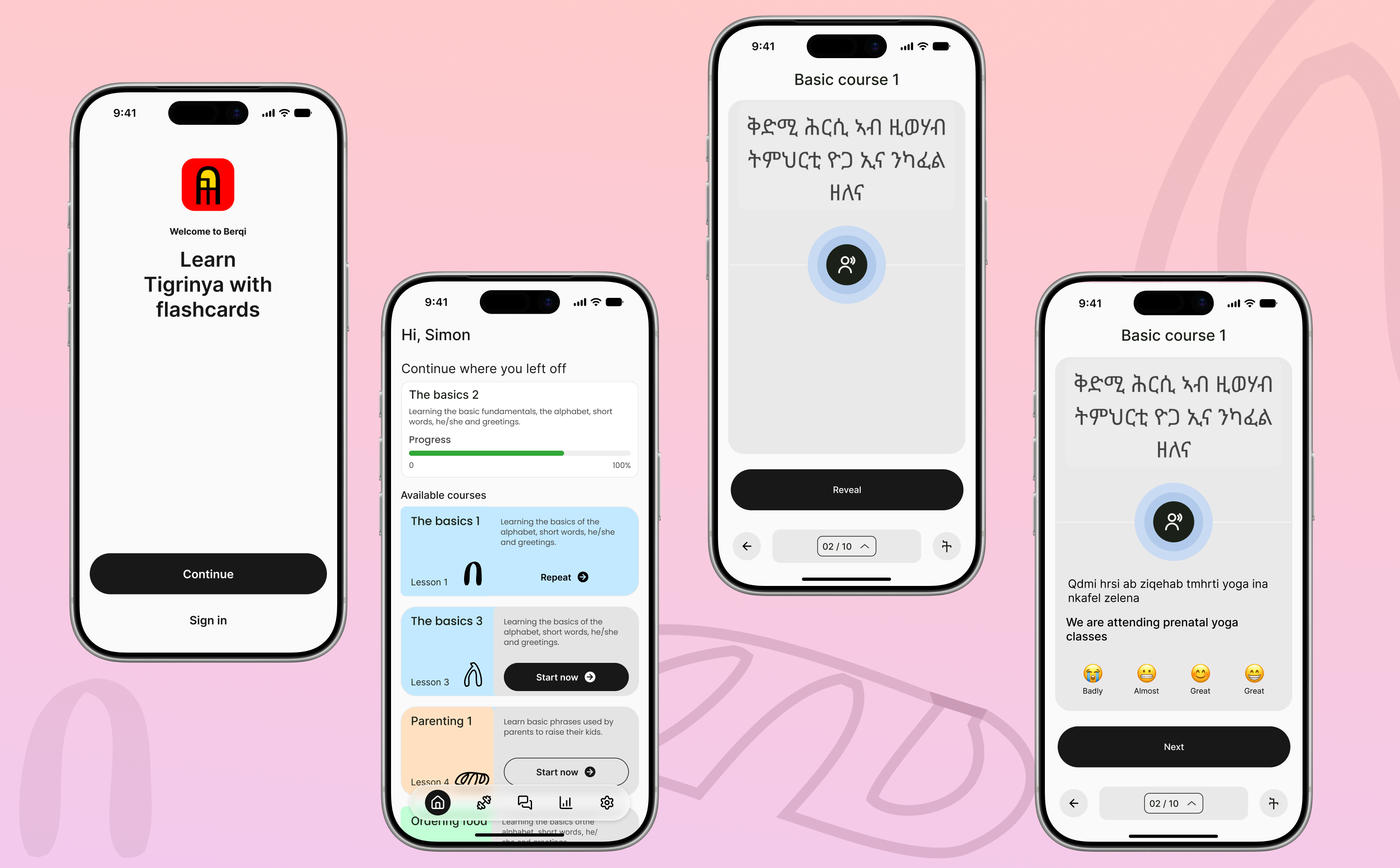 Tigrinya language app with flashcards