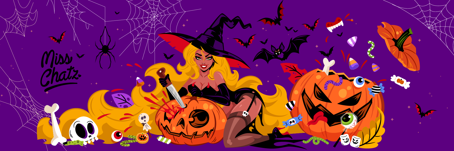 Hex Appeal autumn bats candy cauldron creepy gothic graphic design halloween magic pumpkin sassy skeleton spider spooky witch witchy