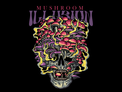 Mushroom Head Skull Illustration face