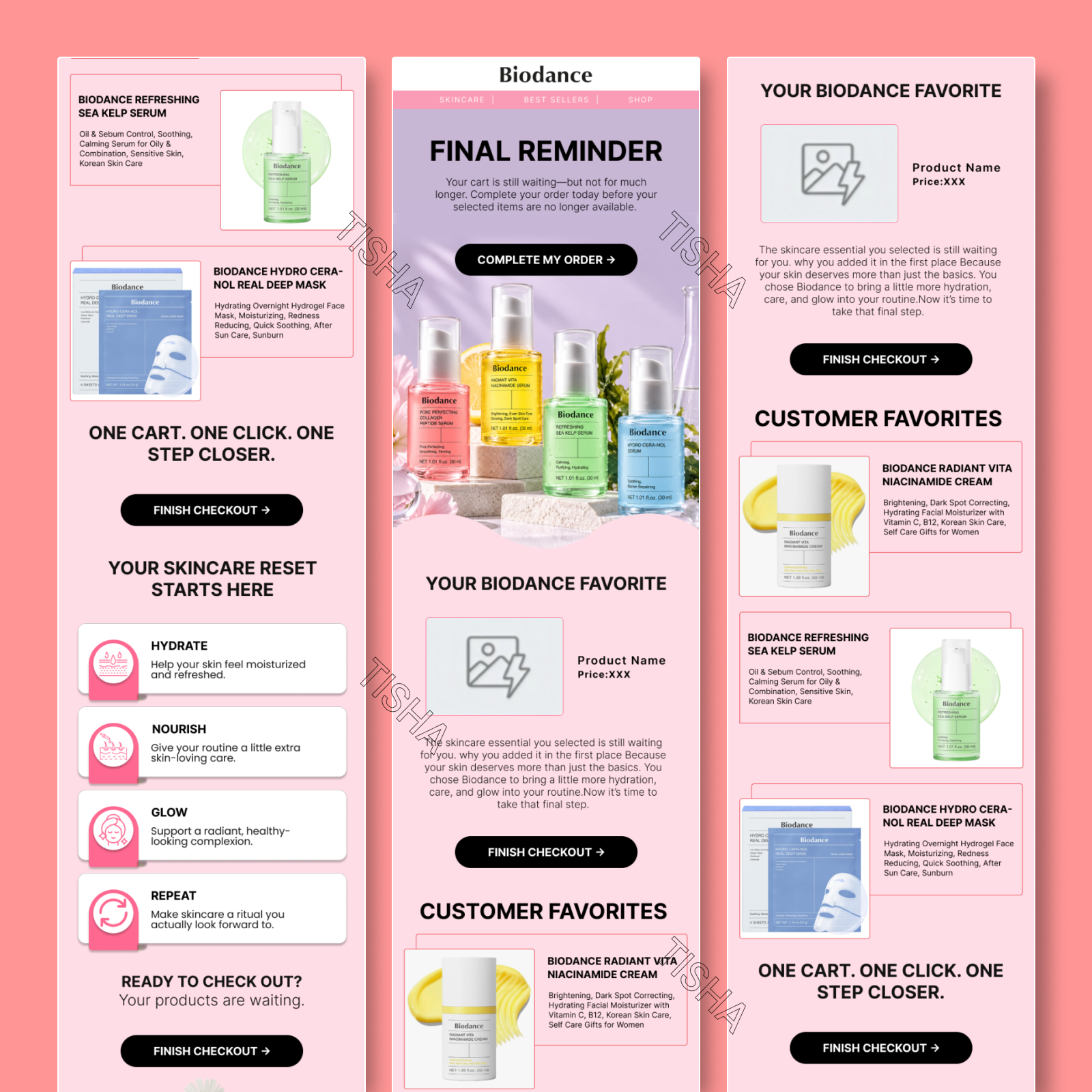 Skincare Abandoned Cart Email Design abandoned cart beauty crm design ecommerce ecommerce email email design email marketing email template figma klaviyo lifecycle marketing marketing email newsletter skincare skincare email template skincare template