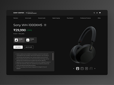 Sony Center - Redesign application design figma heaphones music product product detail screen sony sony center ui