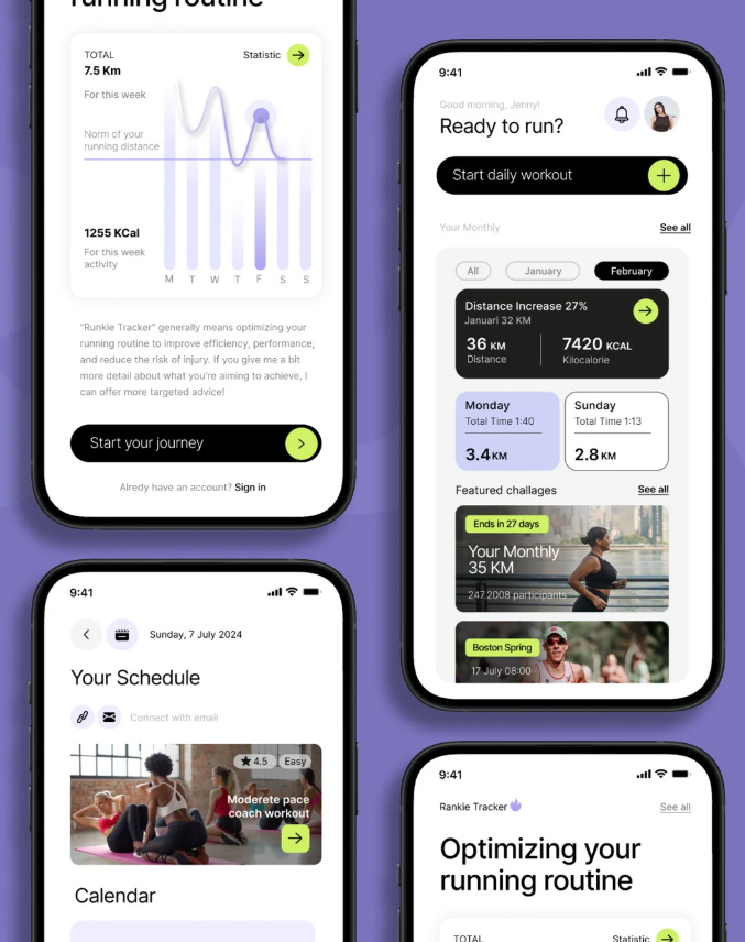 Running Routine Mobile App UI&UX Kit animation app appdesign branding dashboard design graphic design icon illustration logo typography ui uidesigner uiux uiuxdesign uiuxdesigner ux website website design wesbite