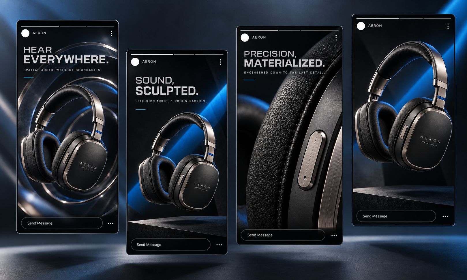 AERON — Premium Headphones Product Campaign advertising design art direction campaign design commercial design consumer electronics creative direction generative ai headphone advertising premium branding product advertising product photography product visualization social media ads tech advertising tech branding technology design