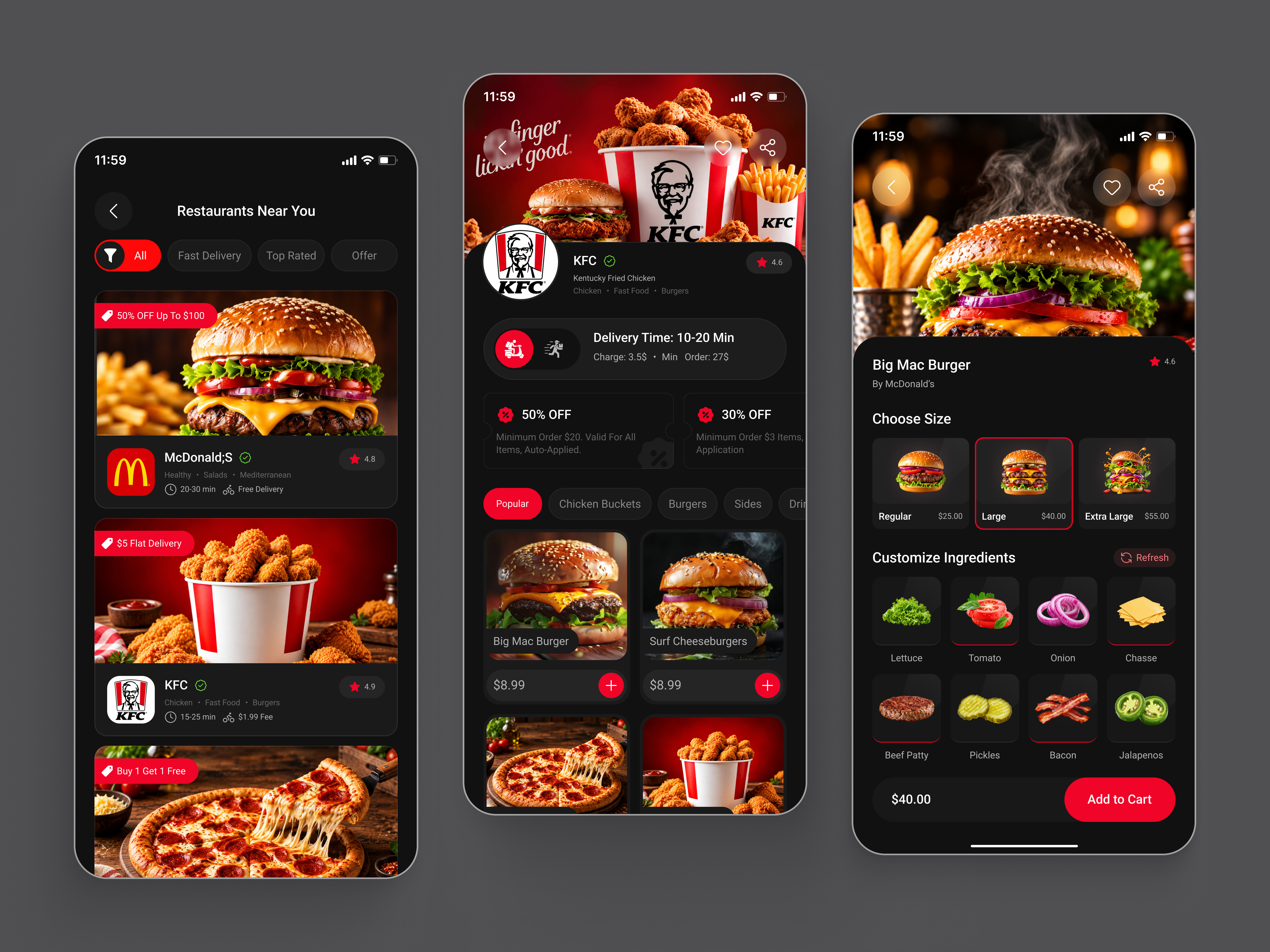 DOORDASH — Premium Food Delivery & Restaurant Ordering App appdesign appui cartui dailyui darkui fastfoodapp figmadesign foodapp fooddelivery interfacedesign mobileapp mobileui productdesign productdetail restaurantapp uidesign uiux userinterface uxdesign visualdesign