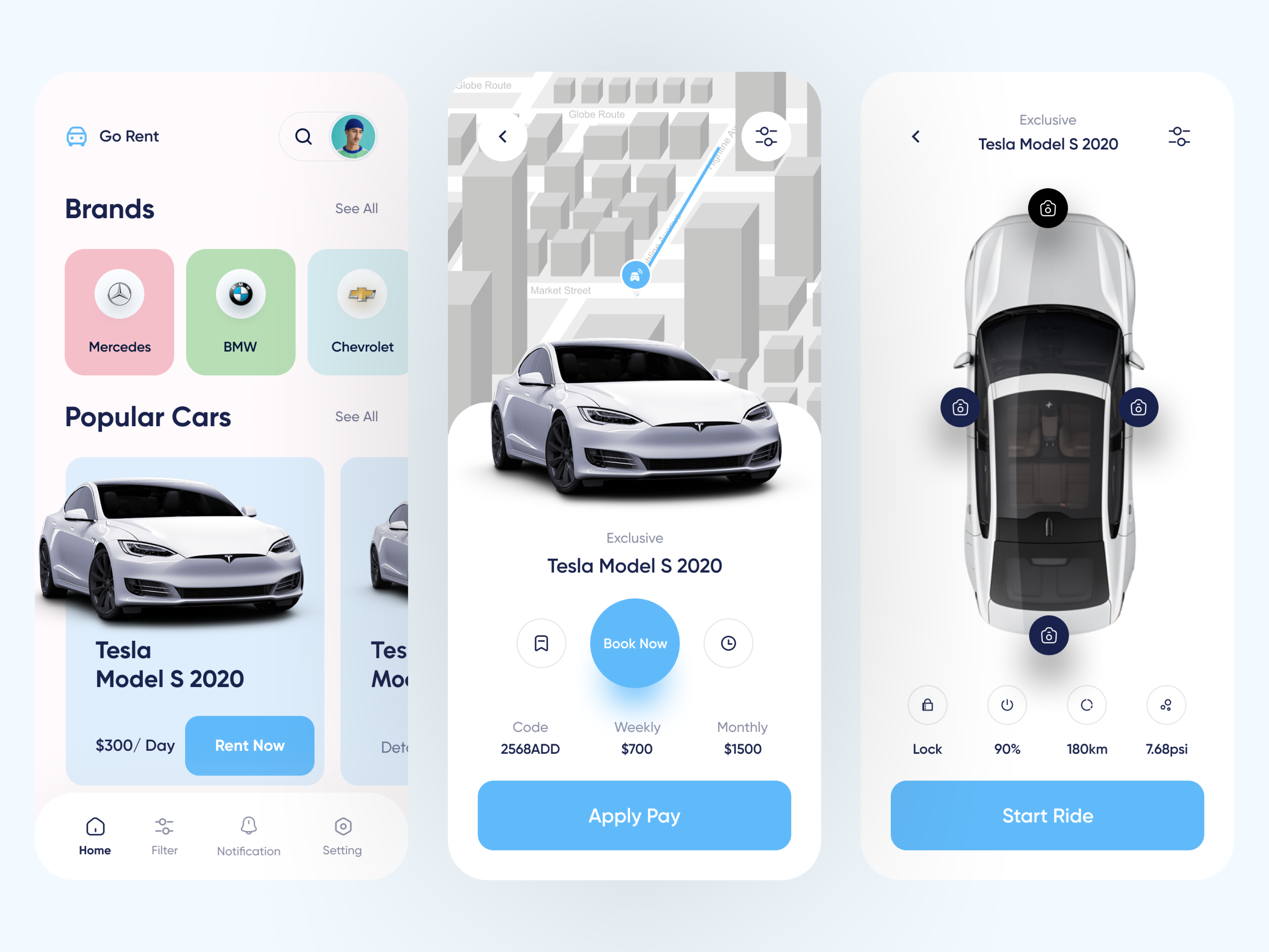 Car Booking App — Modern Automotive Mobile UI automotive app b2becommerce blue car booking car rental catalogdesign cryopreservation ecommercedesign filters sort ios mobile app product design productdesign ride sharing rideapp ui uiux uxdesign web app
