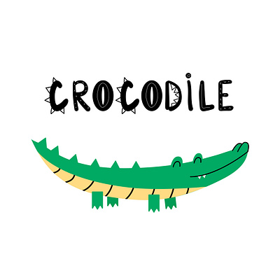 Cute crocodile. african alligator animal art crocodile cute design flat design hand drown humor illustration smile vector wildanimal