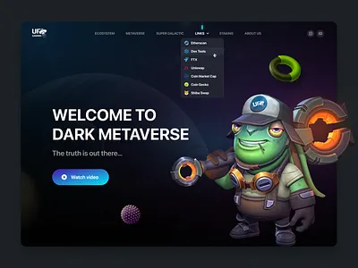 UFO Gaming - Dark Metaverse 3d blockchain casino dark design gambling game interface game site game ui gaming illustration landing metaverse nft nft game ufo ui ux web design web3