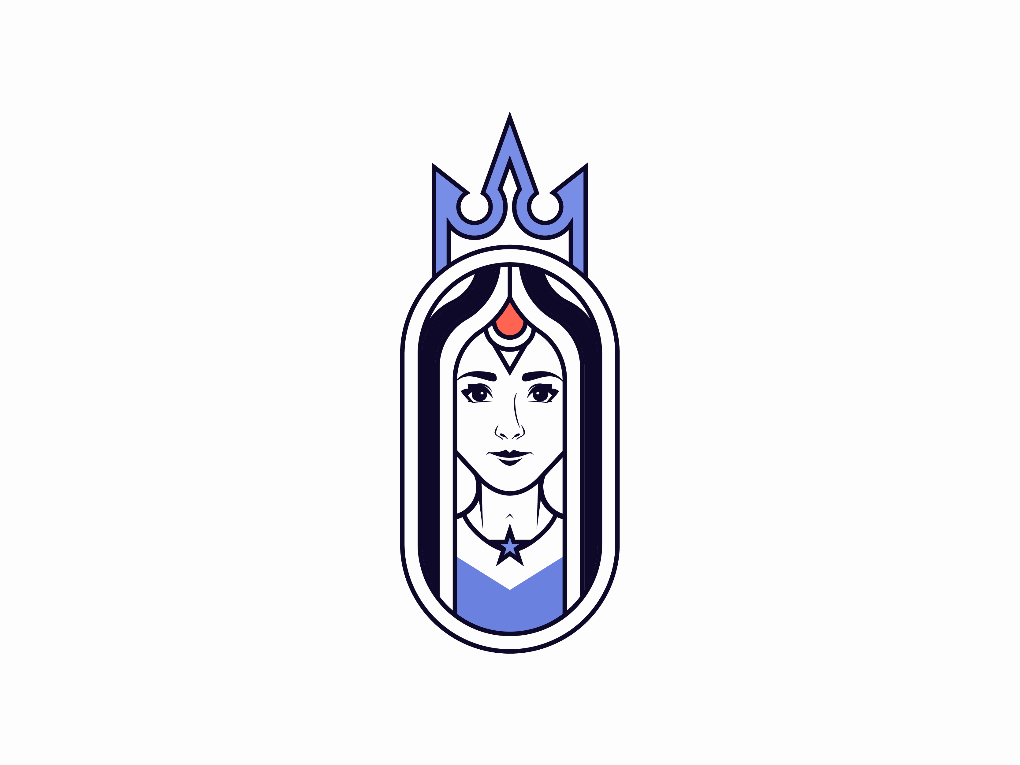 QUEEN LOGO beauty brand mark cosmetics fashion female feminine geometric identity illustration lady line art logo mark minimal people queen symbol woman