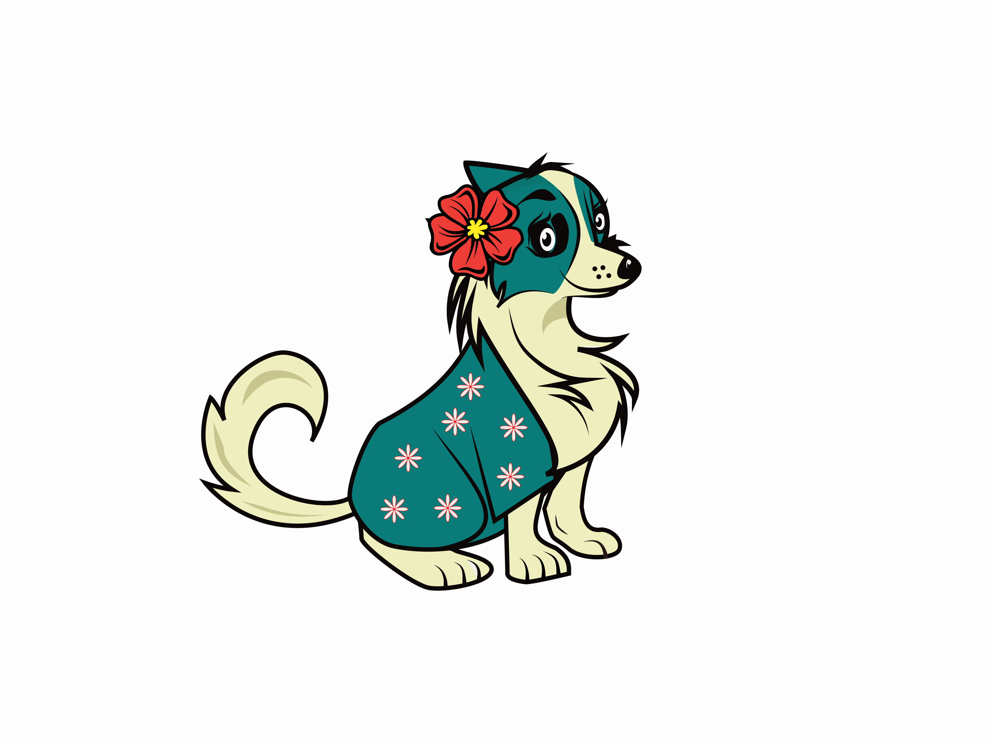 HAWAIIAN DOG animal art beach brand mark cultural dog face female feminine flower food hawaiian illustration logo mascot pet sea vector