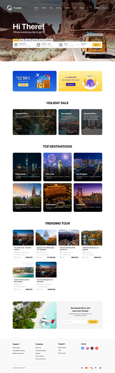 Traveler website - Home page travel travel website uiux website