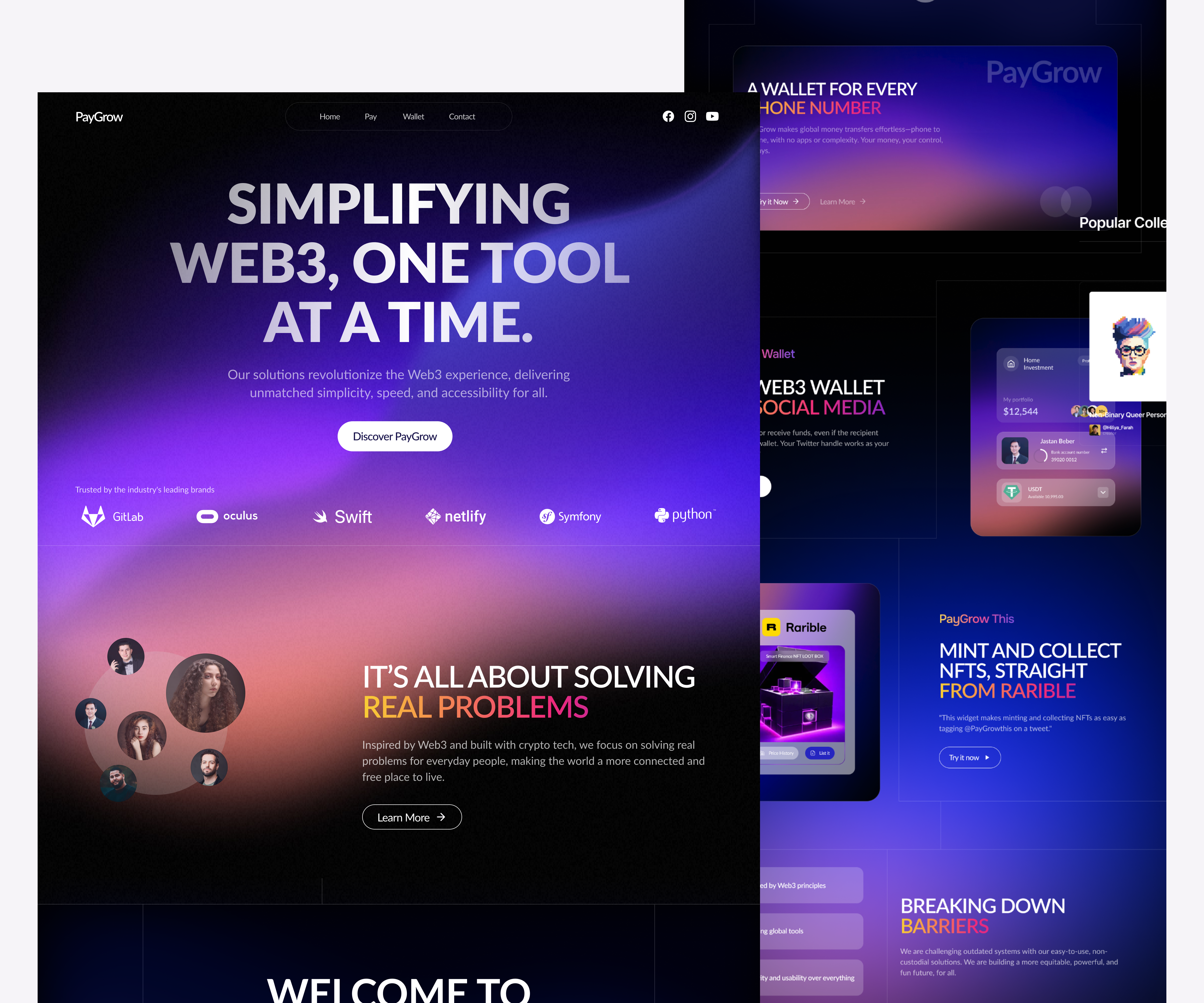 PayGrow ✦ Web3 Fintech Landing Page Design advertising catalogdesign construct design digital advertising ecommerece ecommerecedesign filters sort illustration landing page modern ui product product design responsive design results ui ui animation web app web design