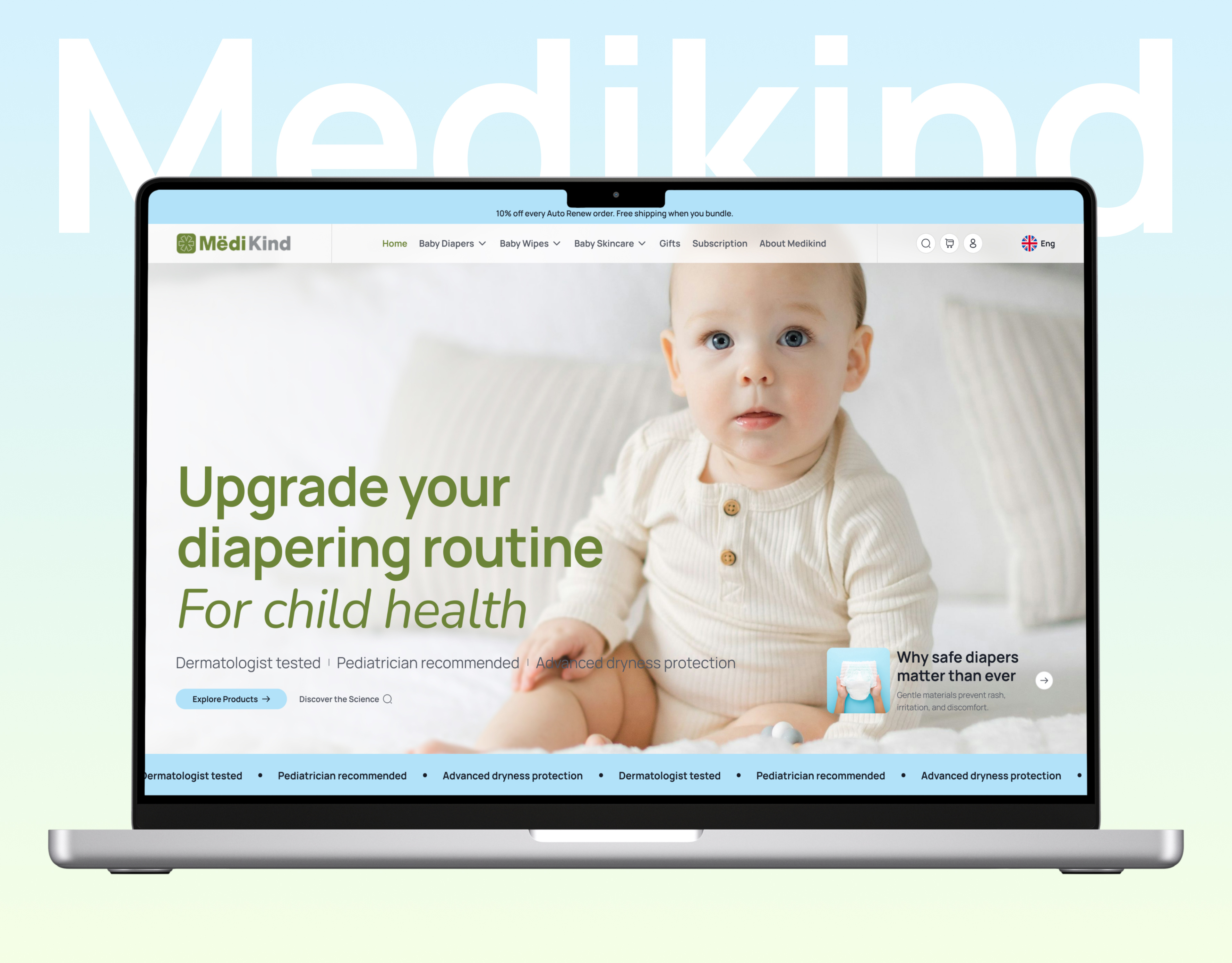 MediKind — Premium Baby Care Website | UX/UI Design baby website design healthcare website ui ui design ui website design user experience design user interface design ux design website design