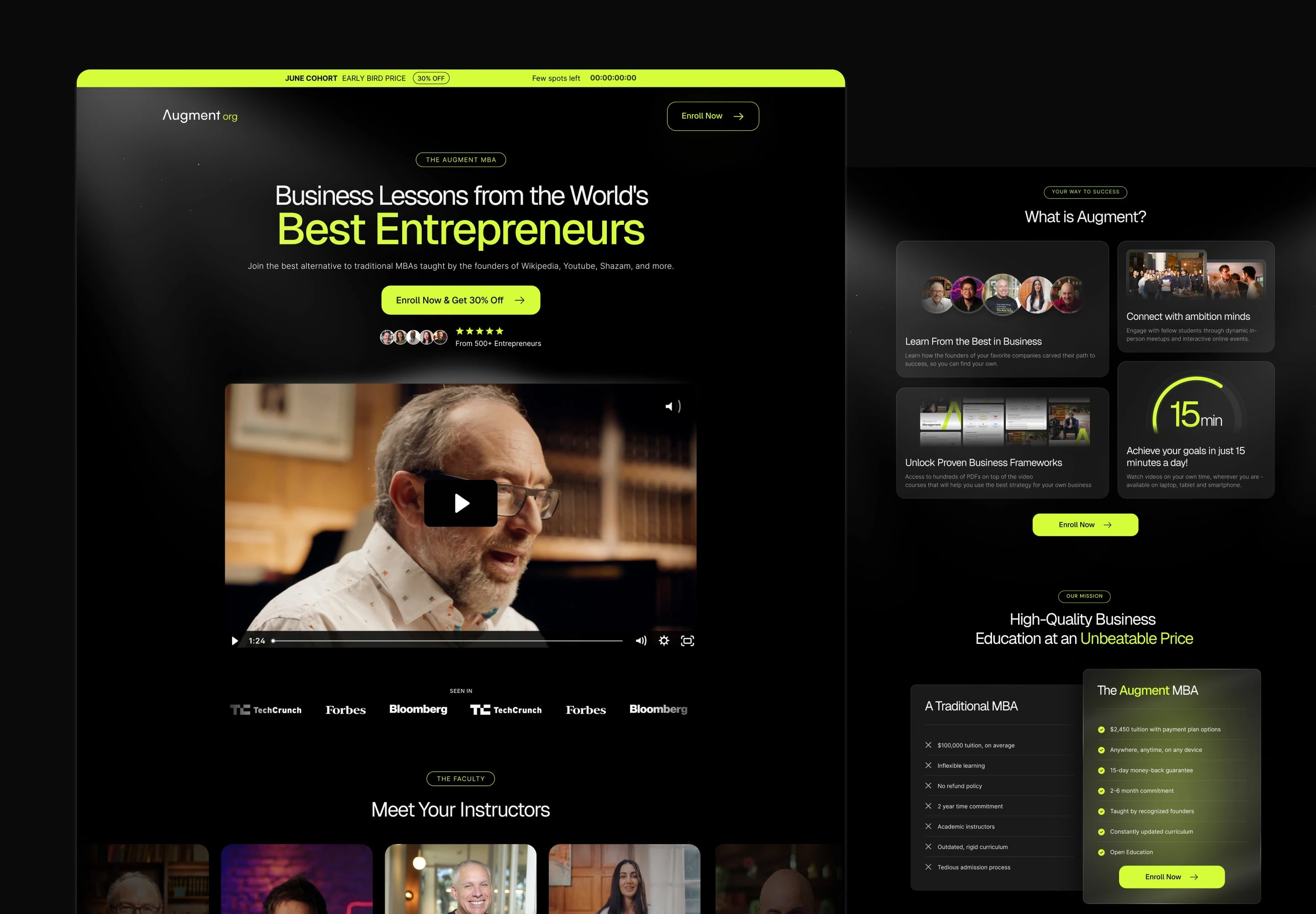 Augment | Landing Page for a modern MBA program design framer graphic design illustration landing page ui ux web design web development