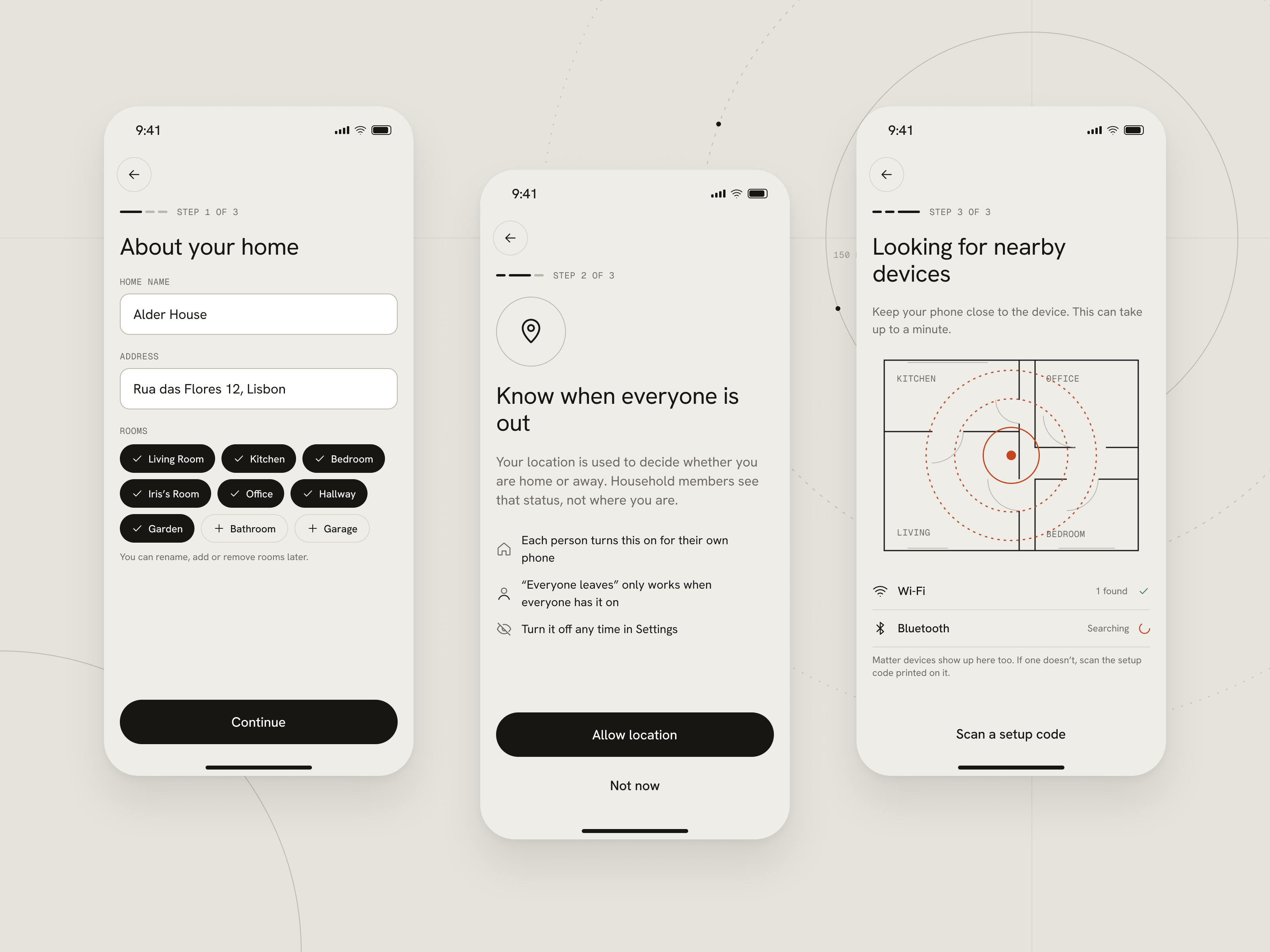 Lintel — Smart Home Setup app design device discovery figma home automation ios iot iot app location permission minimal mobile app onboarding permissions product design setup flow smart home smart home app ui ui design ux ux design