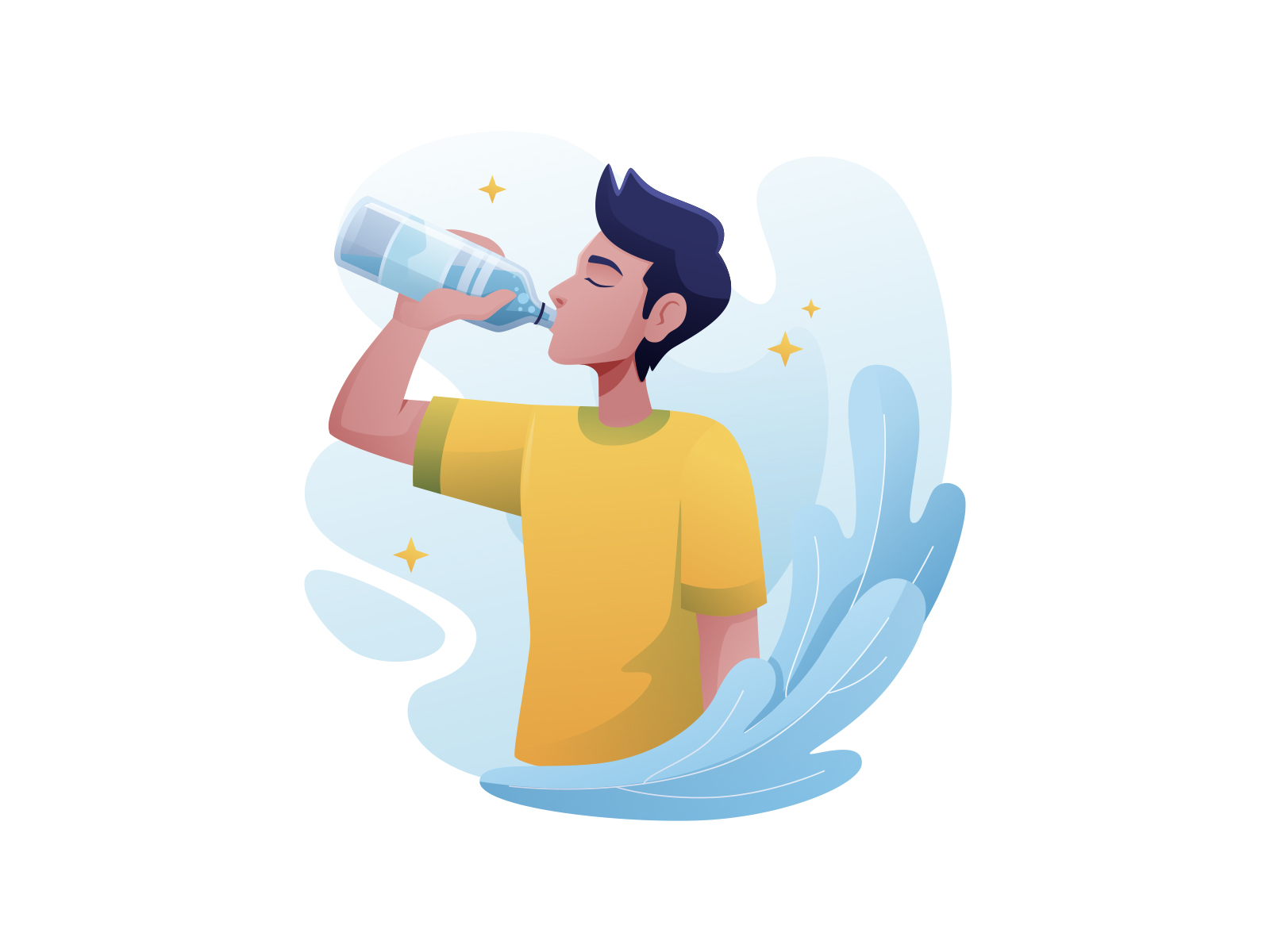 drinking water cartoon