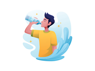 Drinking Water Illustration cartooning design drinking water free download free vector freebie illustration illustrator vector vector design vector download vector illustration water