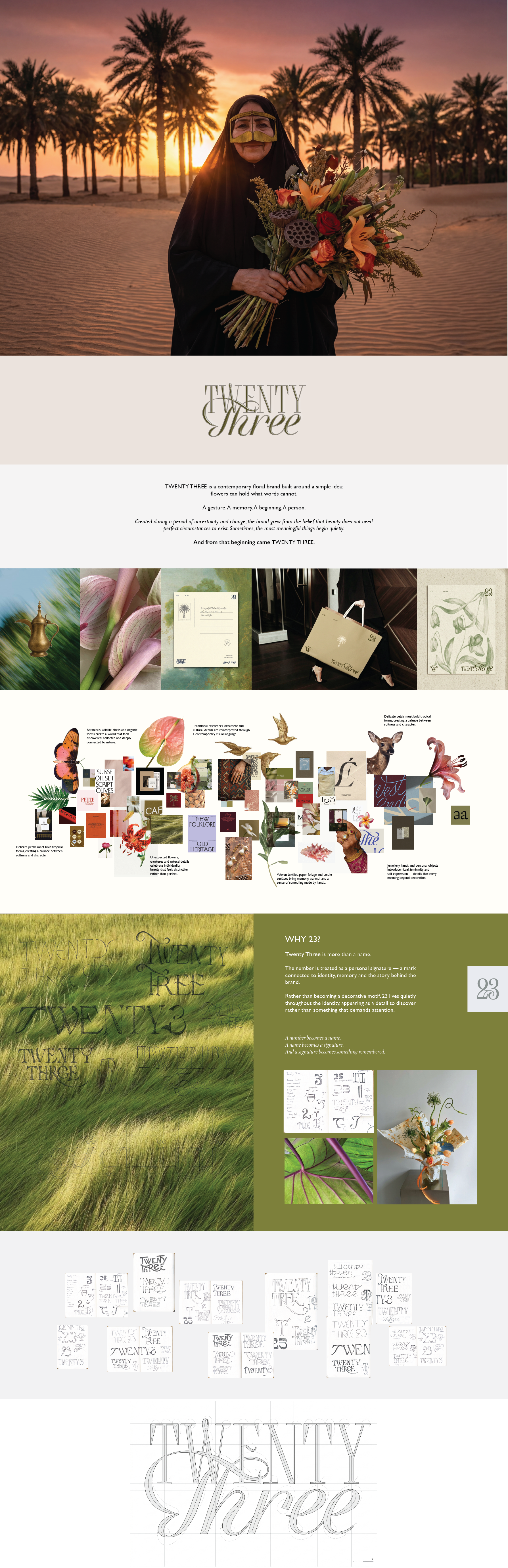 TWENTY THREE — Contemporary Floral Branding | UAE art direction brand identity branding editorial design floral branding flower shop branding graphic design logo luxury branding packaging design typography uae branding