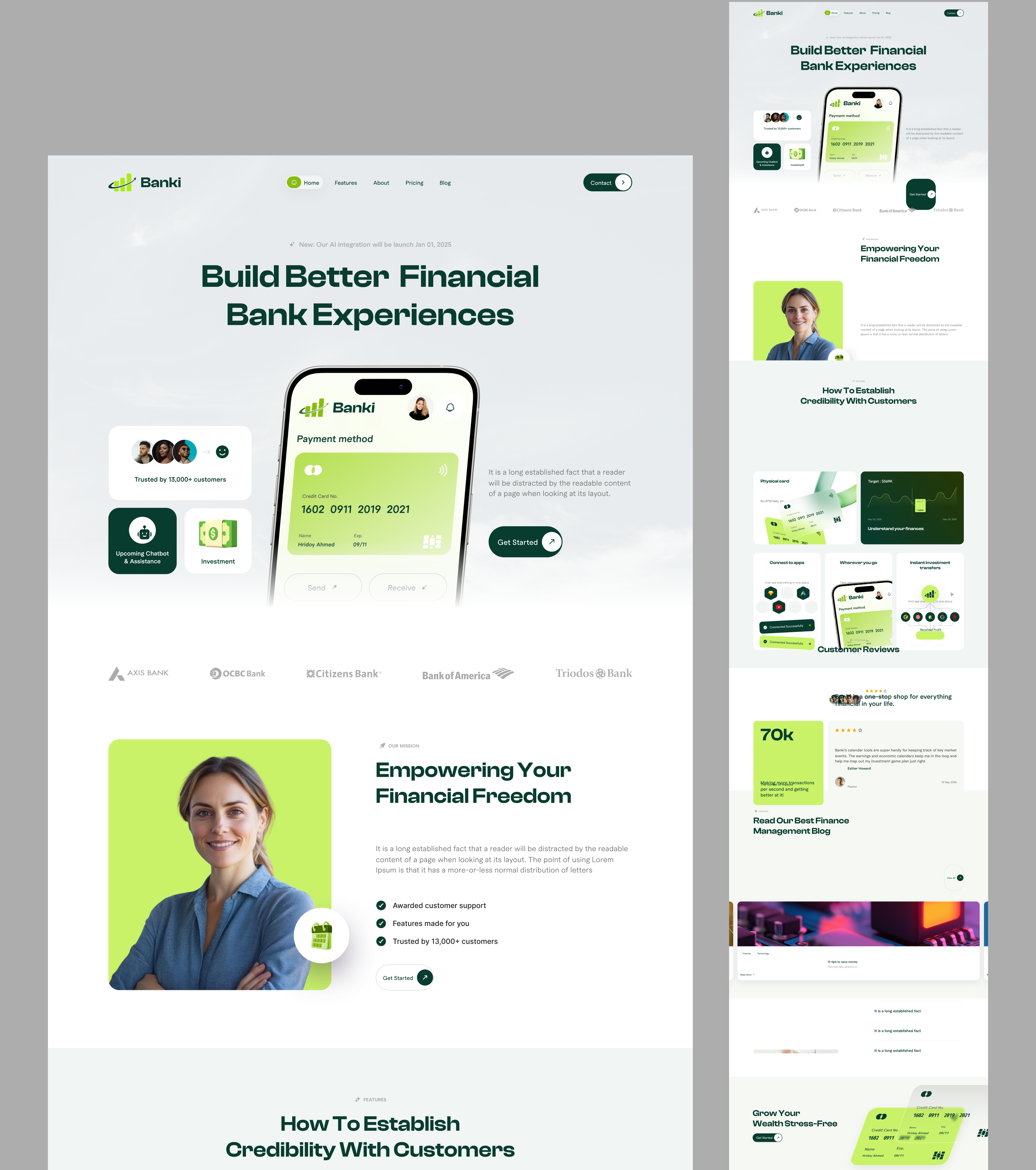 Mobile Banking Website Design astro banking website digital agency fintech framer green theme hero section homepage landing page landing page design light ui nextjs ui design ui ux web design web ui webflow website website design website template