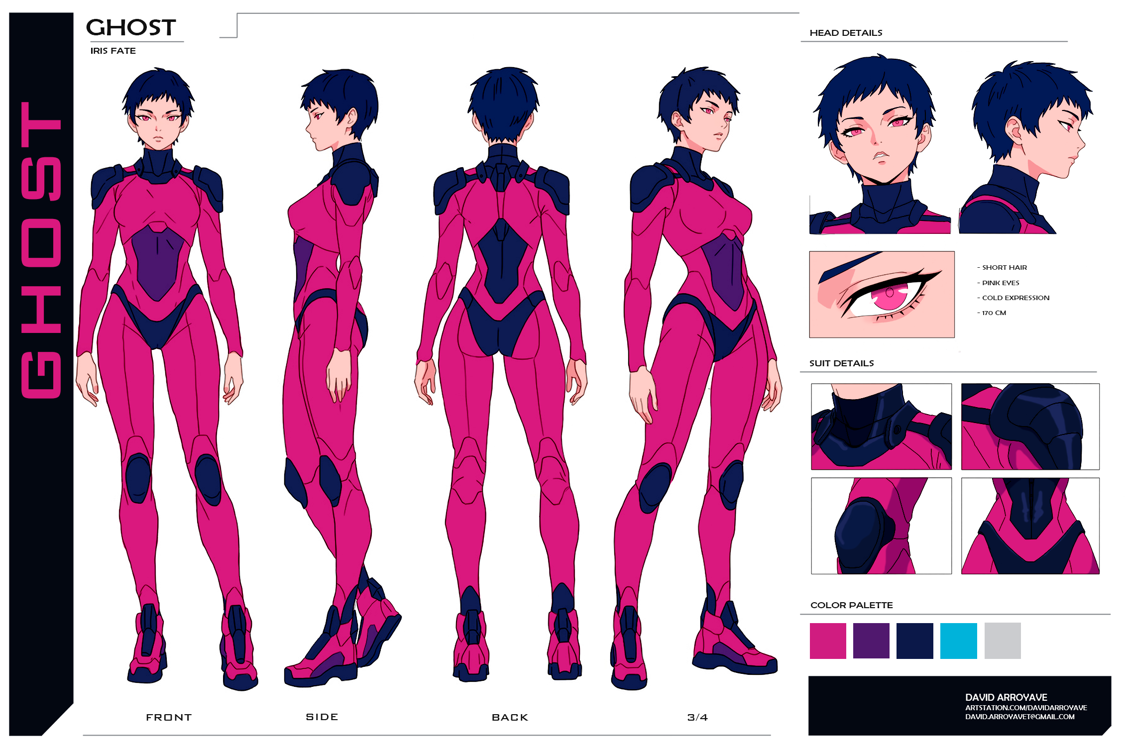 GHOST — Updated Character Sheet character design cyberpunk original character stylized
