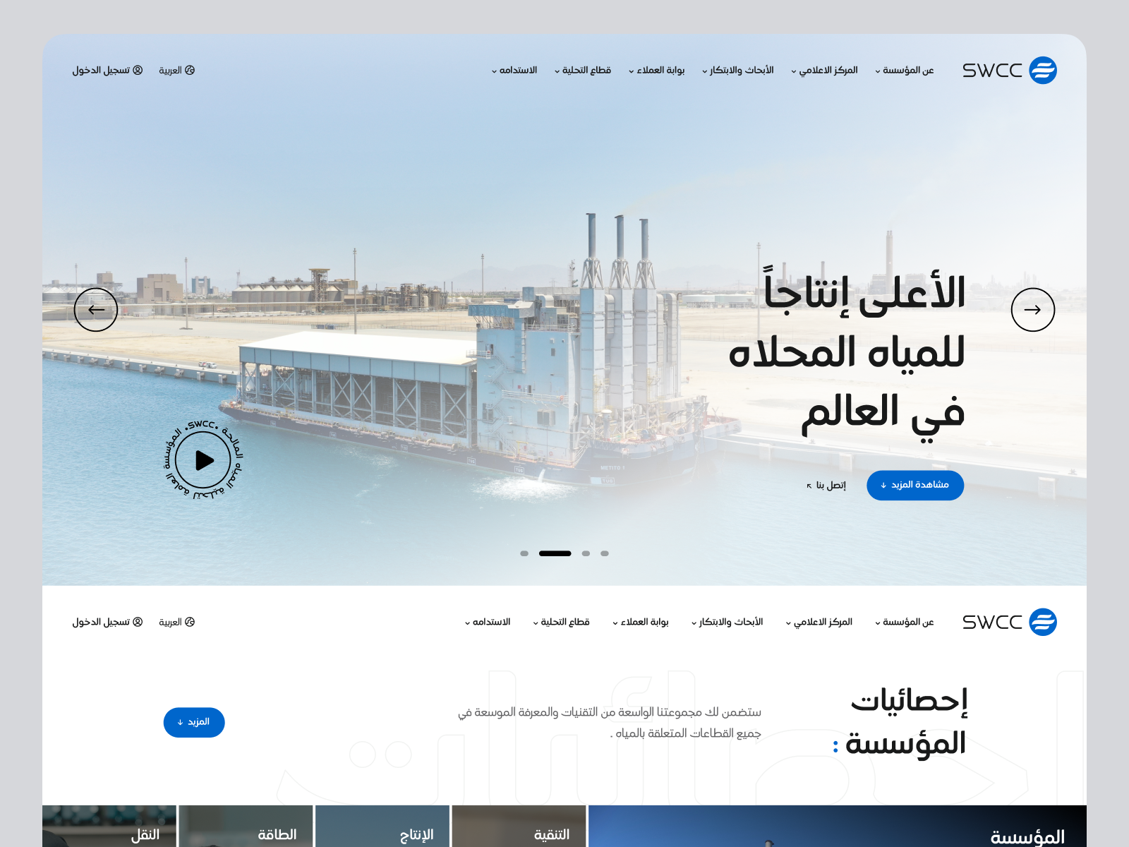 SWCC — Landing Page arabic ui enterprise design figma government landing page product design rtl design saudi arabia ux ui visual design web design