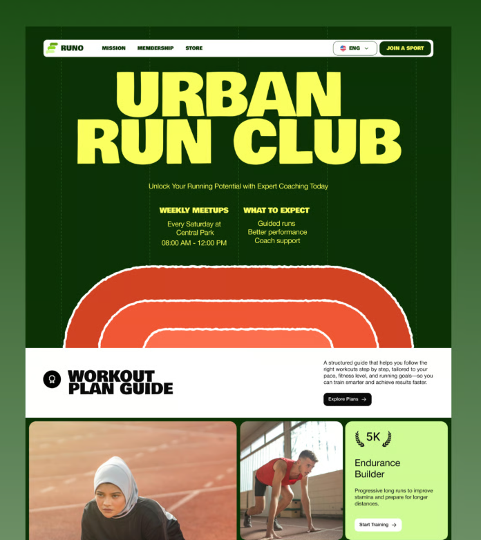 Runo Running Sport Coaching Clube 3d animation app branding dashboard design graphic design icon illustration logo minimal motion graphics typography ui uiux ux vector web website website design
