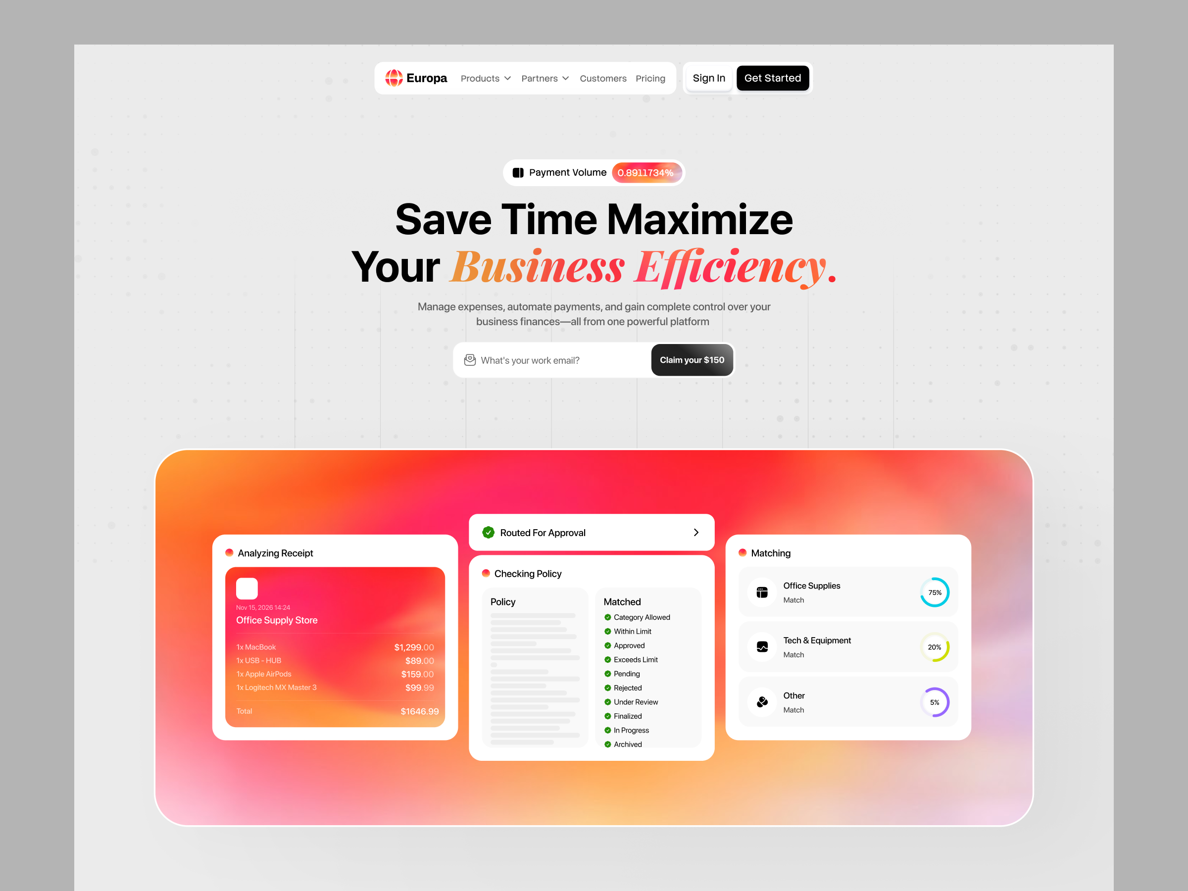 AI Business Spend Management SaaS Landing Page UI/UX Design b2b saas corporate finance enterprise saas expense management finance finance dashboard financial saas fintech fintech ui landing page modern ui payment platform product design saas saas landing page spend management ui design ux design web design web ui