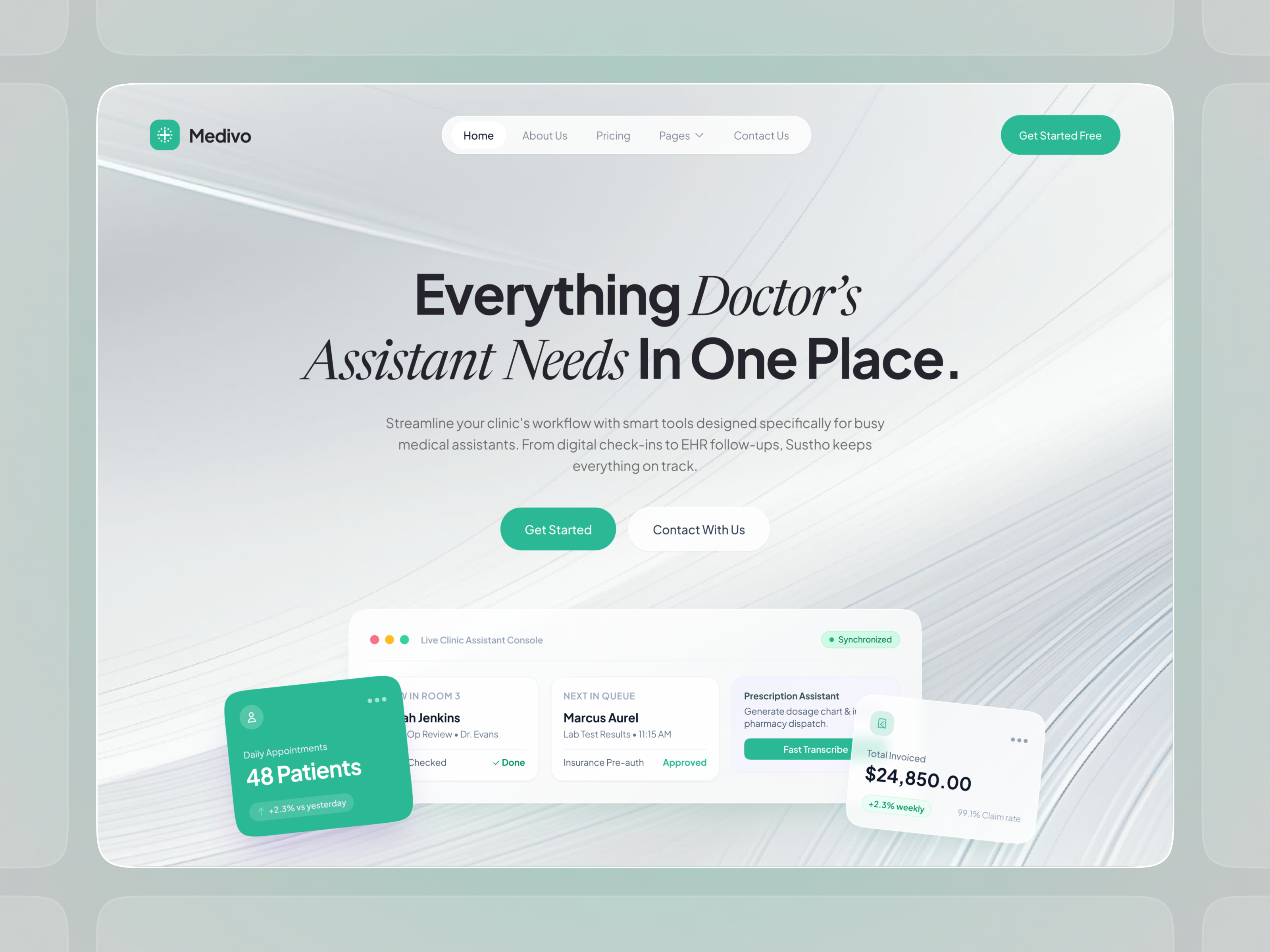 Medivo — Modern Healthcare Management Platform ai dashboard dribbble figma health tech healthcare healthcare platform landingpage logo medical medical app medicaldashboard mobile app product design roduct design saas ui design ux design web design website