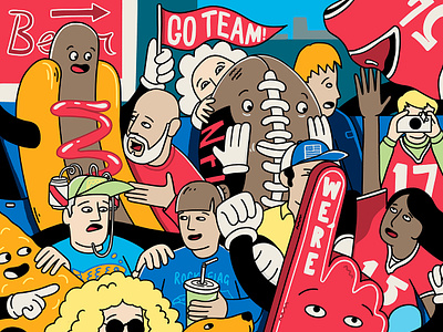 The Super Bowl Stands - 2023 adobe america branding cartoon character comic crowd design event food football fun future graphic design illustration illustrator people superbowl usa vector