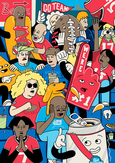 The Super Bowl Stands - 2023 adobe america branding cartoon character comic crowd design event food football fun future graphic design illustration illustrator people superbowl usa vector