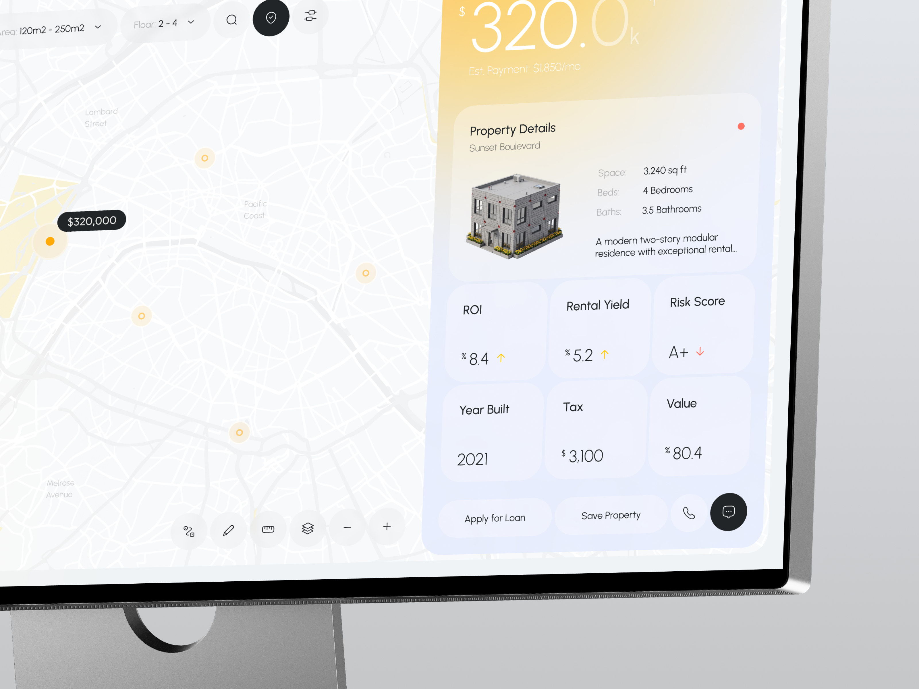 Lendora - Property Map Management Dashboard ai app app design b2b business crm dashboard design interface management mobile product saas software ui ui design ui ux ux ux design web
