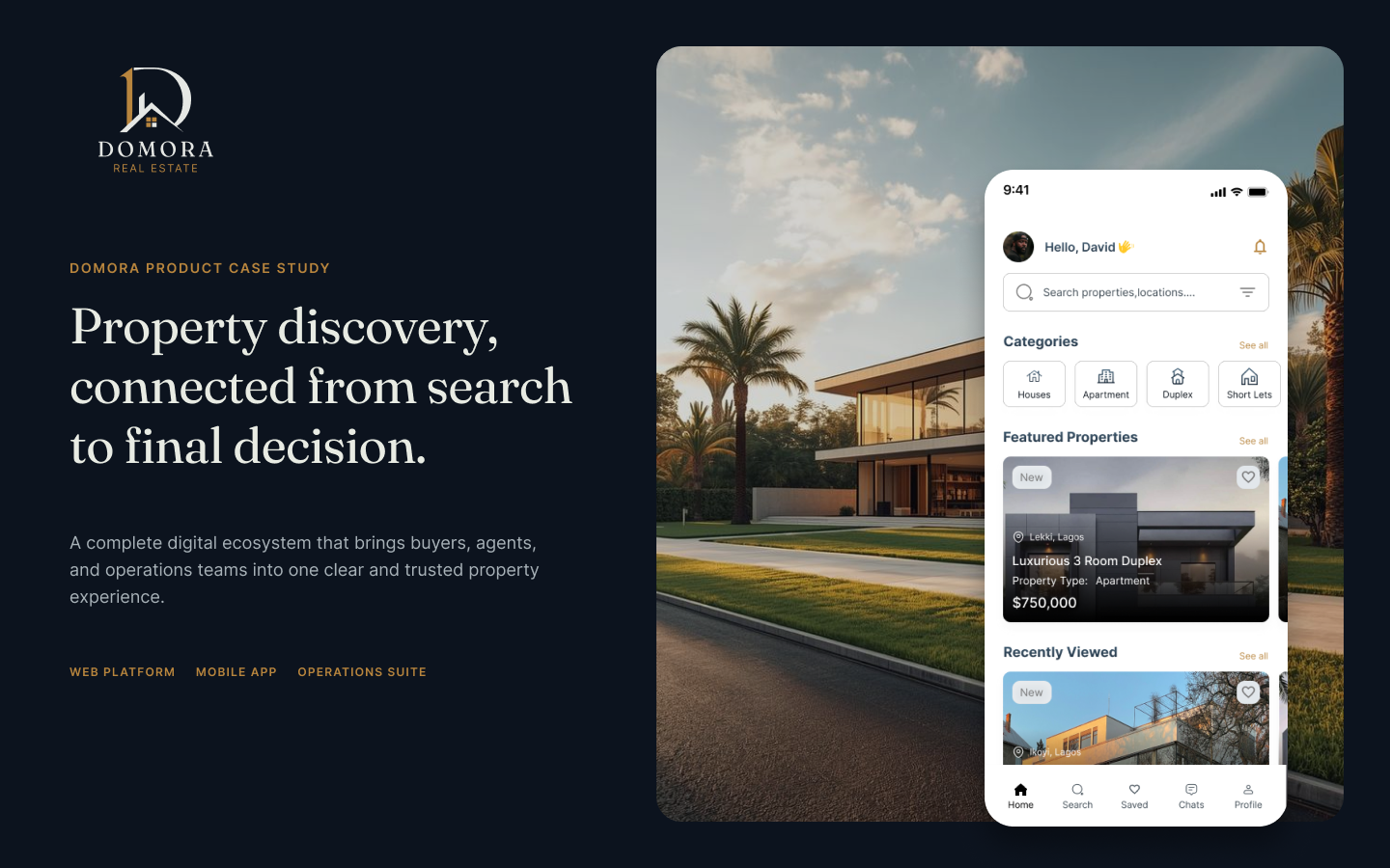 Domora Estate | Real Estate & Property Platform branding dashboard design design system logo mobile app design product design prop tech property management property platform property search proptech real estate real estate platform real estate ui responsive design ui ui design ux design web design