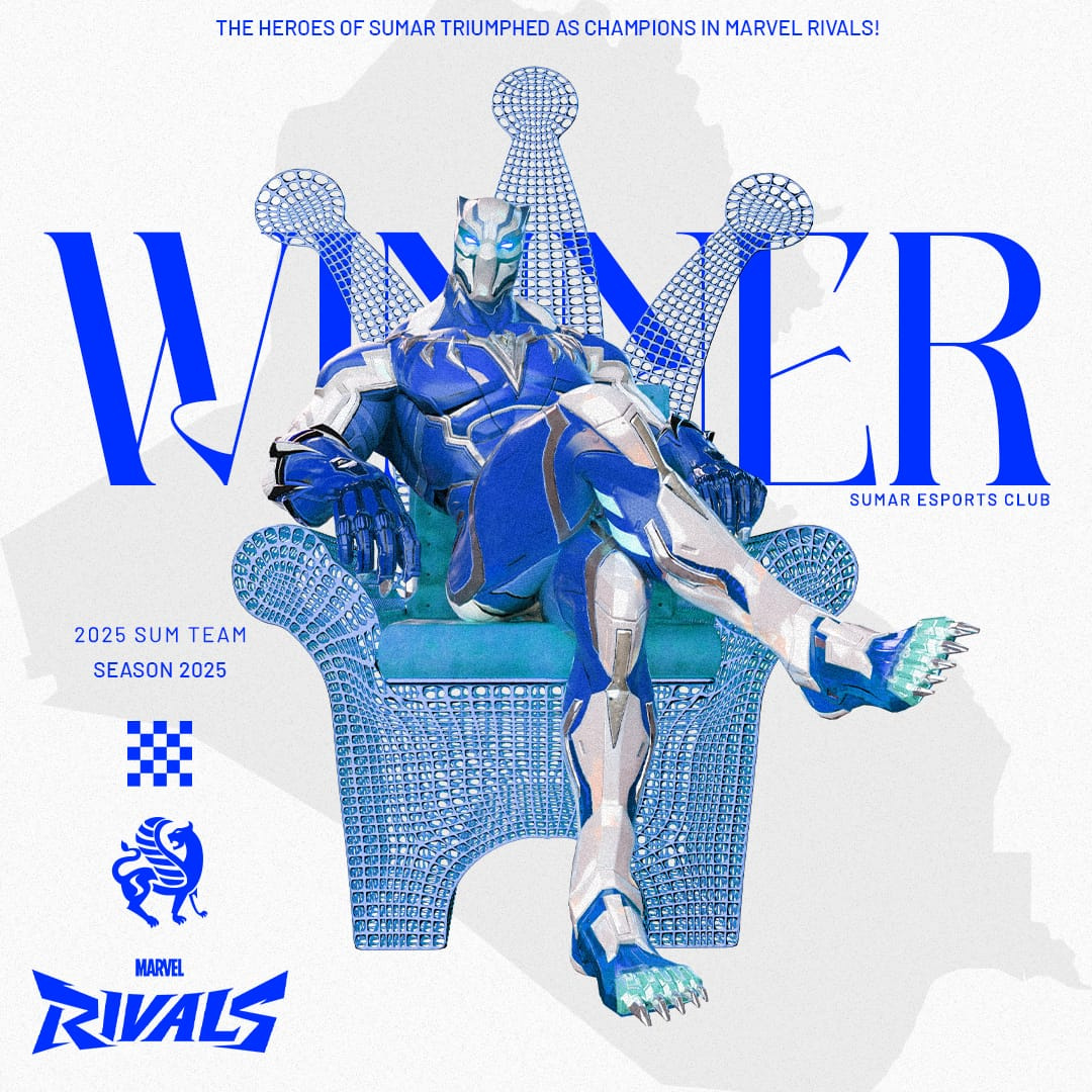 Sumar Esports - Marvel Rivals Tournament Winner esports design marvel rivals photoshop compositing social media graphics tournament branding winner announcement