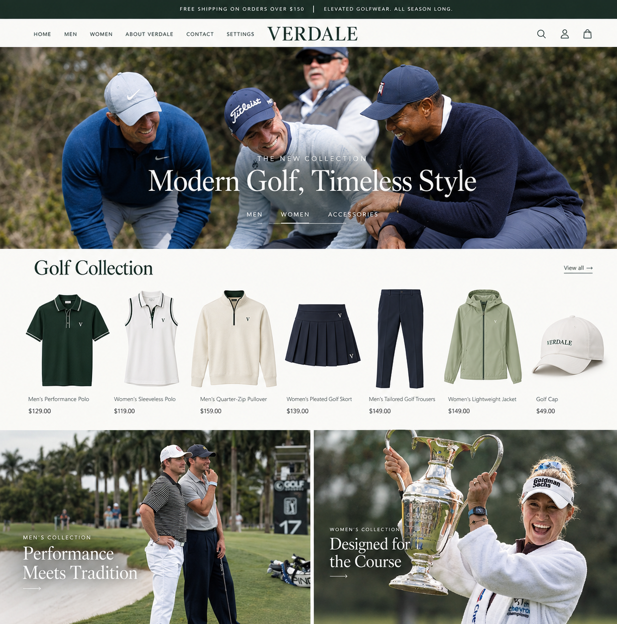 VERDALE — Modern Golf. Timeless Style. art direction creative direction digital design ecommerce website editorial design fashion e commerce golf branding golf fashion golf website golfwear lifestyle branding luxury branding product design sportswear typography ui design ux design visual identity web design website design