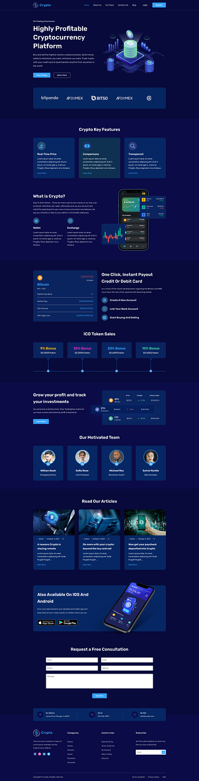 Crypto Currency bitcoin blockchain crypto currency cryptocurrency landing page ui ui design